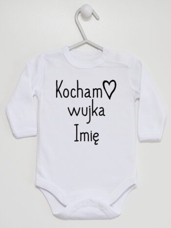 Kocham Wujka z Imieniem - body personalizowane z napisem o wujku - Biały - Długi rękaw