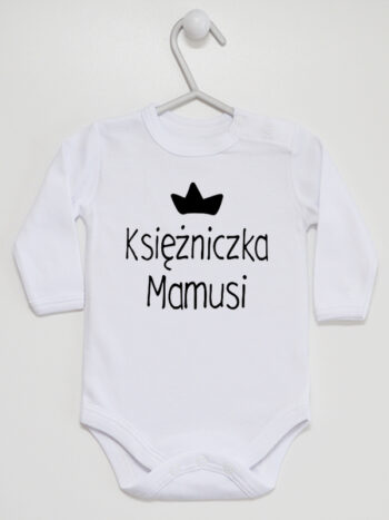 Księżniczka Mamusi z Koroną - body dziewczęce z napisami - Biały - Długi rękaw