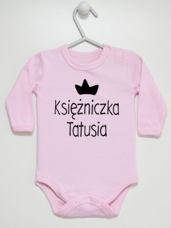 Księżniczka Tatusia Nadruk z Koroną - body niemowlęce dla dziewczynki - Różowy - Długi rękaw