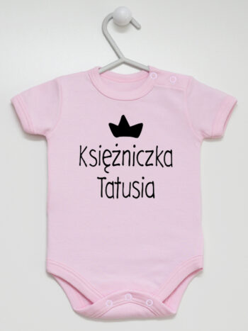Księżniczka Tatusia Nadruk z Koroną - body niemowlęce dla dziewczynki - Różowy - Krótki rękaw