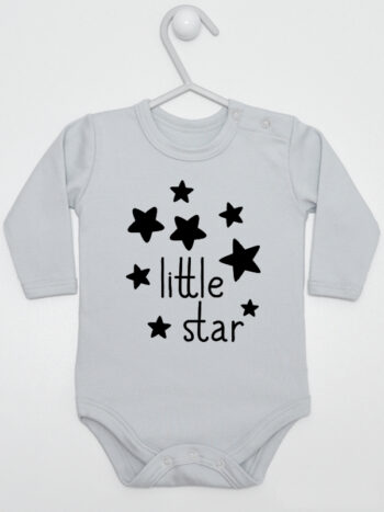 Little Star z Gwiazdkami - body niemowlęce dla dziewczynki - Szary - Długi rękaw