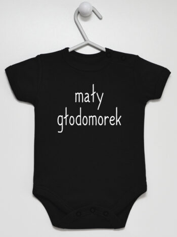 Mały Głodomorek - body dla niemowląt z nadrukiem - Czarny - Krótki rękaw