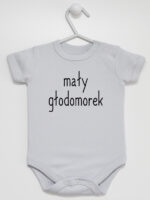 Mały Głodomorek - body dla niemowląt z nadrukiem - Szary - Krótki rękaw