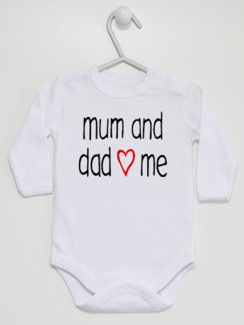Mum And Dad Love Me - body niemowlęce - Biały - Długi rękaw
