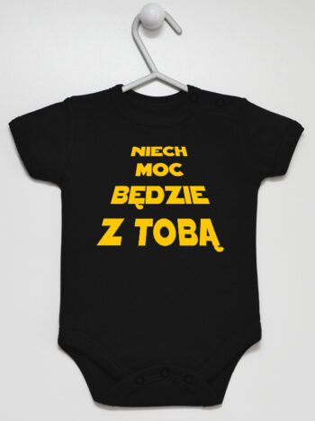 Niech Moc Będzie z Tobą - body dziecięce z napisami - Czarny - Krótki rękaw