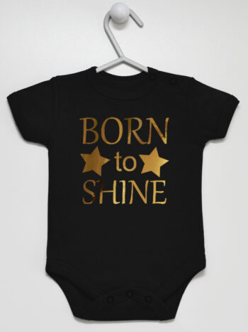 Born To Shine Nadruk Złoty z Gwiazdkami - body dla niemowlaka - Czarny - Krótki rękaw