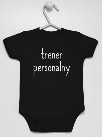 Trener Personalny - body z napisami dla dziecka - Czarny - Krótki rękaw