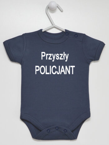 Przyszły Policjant - body chłopięce z napisami - Granatowy - Krótki rękaw