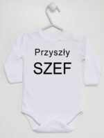 Przyszły Szef - bodziak dla chłopca z napisami - Biały - Długi rękaw