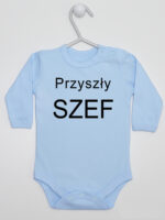 Przyszły Szef - bodziak dla chłopca z napisami - Błękitny - Długi rękaw