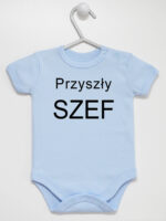Przyszły Szef - bodziak dla chłopca z napisami - Błękitny - Krótki rękaw