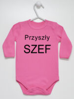 Przyszły Szef - bodziak dla chłopca z napisami - Ciemny Różowy - Długi rękaw