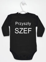 Przyszły Szef - bodziak dla chłopca z napisami - Czarny - Długi rękaw