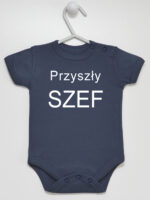 Przyszły Szef - bodziak dla chłopca z napisami - Granatowy - Krótki rękaw