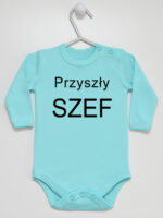 Przyszły Szef - bodziak dla chłopca z napisami - Miętowy - Długi rękaw