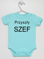 Przyszły Szef - bodziak dla chłopca z napisami - Miętowy - Krótki rękaw
