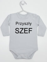 Przyszły Szef - bodziak dla chłopca z napisami - Szary - Długi rękaw