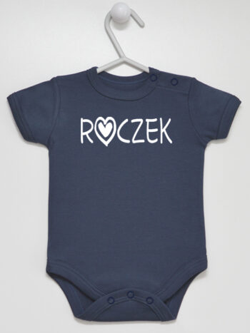 Napis Roczek z Serduszkiem - body dla niemowlaka - Granatowy - Krótki rękaw