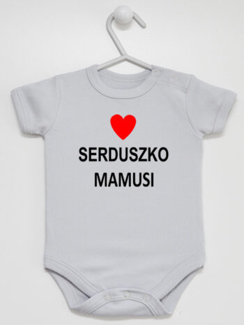 Serduszko Mamusi z Sercem - body z nadrukiem dla dziecka - Szary - Krótki rękaw