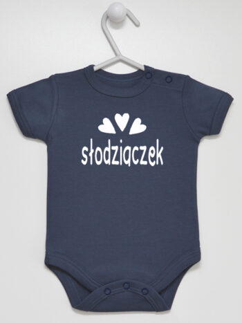 Słodziaczek z Trzema Serduszkami - bodziak dla niemowląt - Granatowy - Krótki rękaw