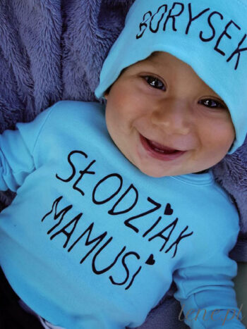 Napis Słodziak Mamusi - bodziak dla dzieci z nadrukiem