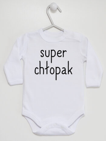 Super Chłopak - body z napisami dla chłopca - Biały - Długi rękaw