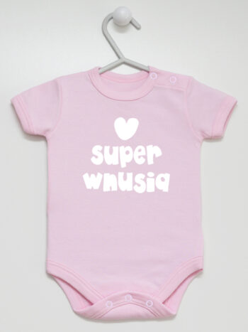 Super Wnusia z Sercem - body dla dziewczynki z nadrukiem - Różowy - Krótki rękaw