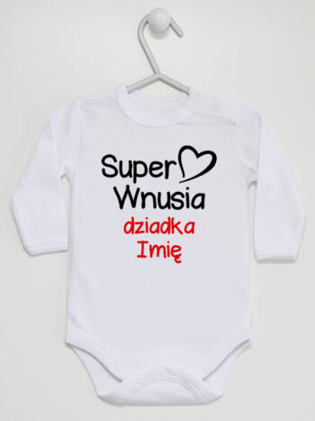 Super Wnusia Dziadka z Imieniem - body dziewczęce z napisami - Biały - Długi rękaw