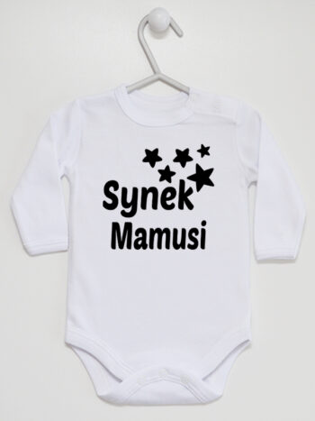 Synek Mamusi - bodziak dla chłopczyka - Biały - Długi rękaw
