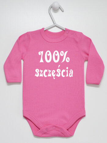 100% Szczęścia - bodziak na prezent - Ciemny Różowy - Długi rękaw