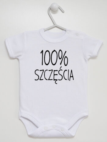 100% Szczęścia - body z napisami dla dzieci - Biały - Krótki rękaw