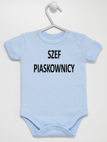 Szef Piaskownicy - body z napisami dla chłopca - Błękitny - Krótki rękaw