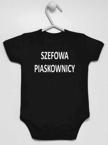 Szefowa Piaskownicy - body dla dziewczynki z nadrukami - Czarny - Krótki rękaw