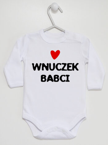 Wnuczek Babci z Czerwonym Sercem - body dla chłopca - Biały - Długi rękaw