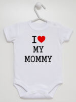 Napis I Love My Mommy - body dla dzieci z nadrukami - Biały - Krótki rękaw Napis I Love My Mommy - body dla dzieci z nadrukami - Biały - Krótki rękaw
