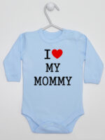 Napis I Love My Mommy - body dla dzieci z nadrukami - Błękitny - Długi rękaw Napis I Love My Mommy - body dla dzieci z nadrukami - Błękitny - Długi rękaw