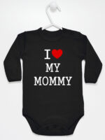 Napis I Love My Mommy - body dla dzieci z nadrukami - Czarny - Długi rękaw Napis I Love My Mommy - body dla dzieci z nadrukami - Czarny - Długi rękaw