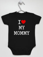 Napis I Love My Mommy - body dla dzieci z nadrukami - Czarny - Krótki rękaw Napis I Love My Mommy - body dla dzieci z nadrukami - Czarny - Krótki rękaw