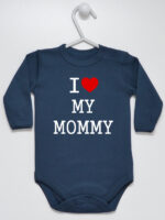 Napis I Love My Mommy - body dla dzieci z nadrukami - Granatowy - Długi rękaw Napis I Love My Mommy - body dla dzieci z nadrukami - Granatowy - Długi rękaw