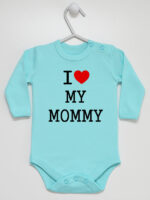 Napis I Love My Mommy - body dla dzieci z nadrukami - Miętowy - Długi rękaw Napis I Love My Mommy - body dla dzieci z nadrukami - Miętowy - Długi rękaw