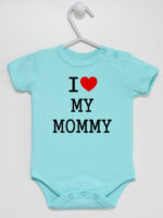 Napis I Love My Mommy - body dla dzieci z nadrukami - Miętowy - Krótki rękaw Napis I Love My Mommy - body dla dzieci z nadrukami - Miętowy - Krótki rękaw