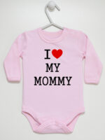 Napis I Love My Mommy - body dla dzieci z nadrukami - Różowy - Długi rękaw Napis I Love My Mommy - body dla dzieci z nadrukami - Różowy - Długi rękaw