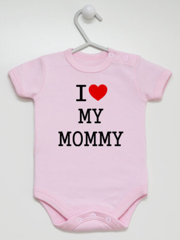 Napis I Love My Mommy - body dla dzieci z nadrukami - Różowy - Krótki rękaw