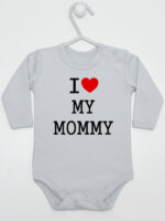 Napis I Love My Mommy - body dla dzieci z nadrukami - Szary - Długi rękaw Napis I Love My Mommy - body dla dzieci z nadrukami - Szary - Długi rękaw