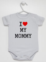 Napis I Love My Mommy - body dla dzieci z nadrukami - Szary - Krótki rękaw Napis I Love My Mommy - body dla dzieci z nadrukami - Szary - Krótki rękaw