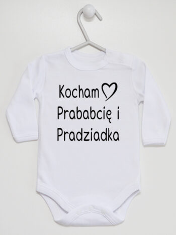 Kocham Prababcię i Pradziadka - body dziecięce z napisem - Biały - Długi rękaw
