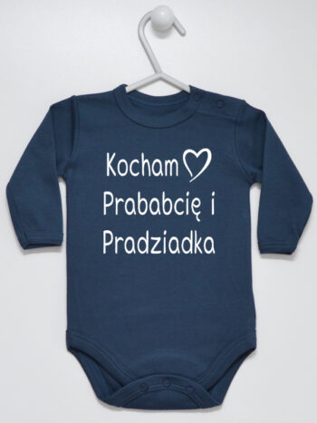 Kocham Prababcię i Pradziadka - body dziecięce z napisem - Granatowy - Długi rękaw