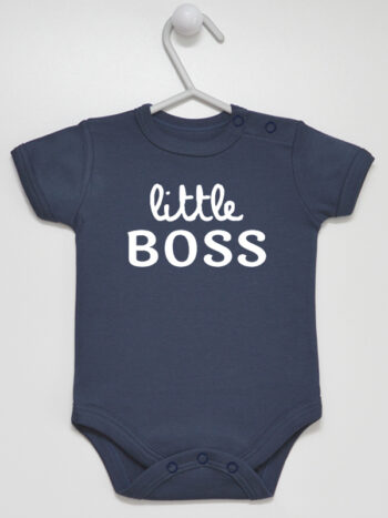 Little Boss - body z napisami dla niemowląt - Granatowy - Krótki rękaw