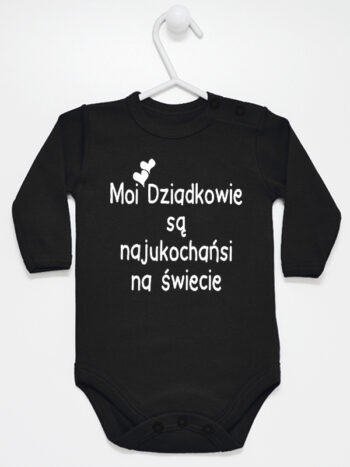 Moi Dziadkowie Są Najukochańsi Na Świecie - body niemowlęce - Czarny - Długi rękaw