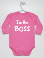 I`m The Boss - bodziak ze śmiesznym napisem - Ciemny Różowy - Długi rękaw I`m The Boss - bodziak ze śmiesznym napisem - Ciemny Różowy - Długi rękaw